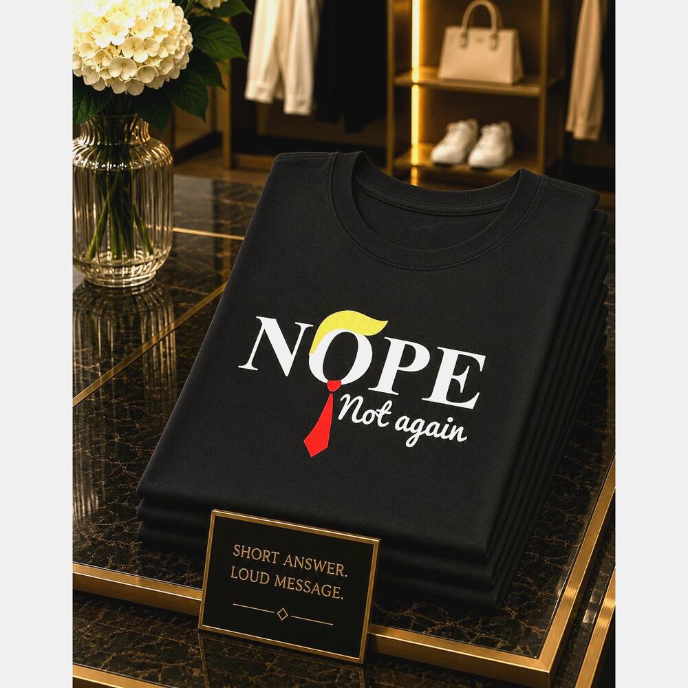 Graphic Short Sleeve Crew Neck Vote Nope Not Again Black T Shirt 8/10